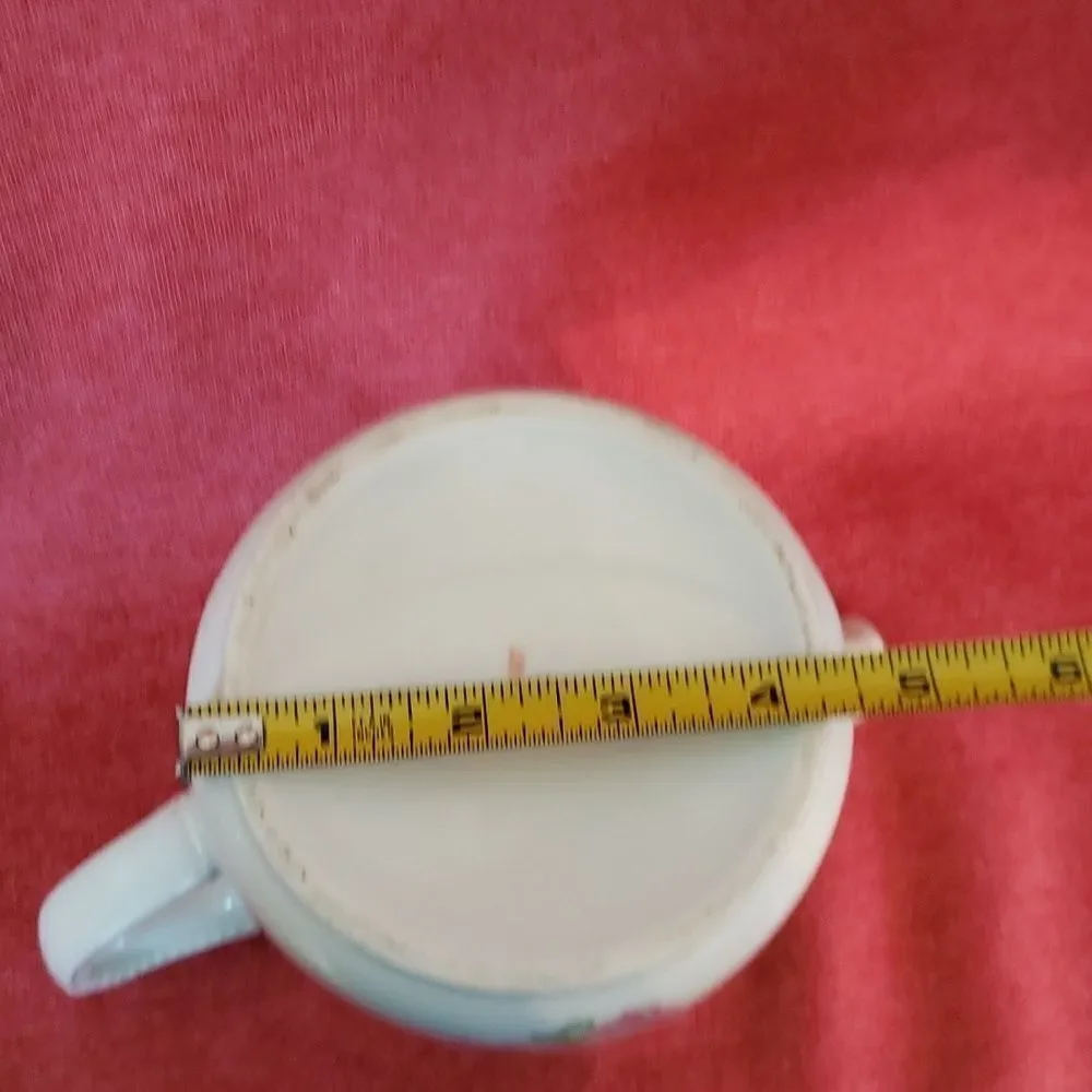 Large Vintage Floral Creamer Pitcher - Scalloped Edge - Marked 